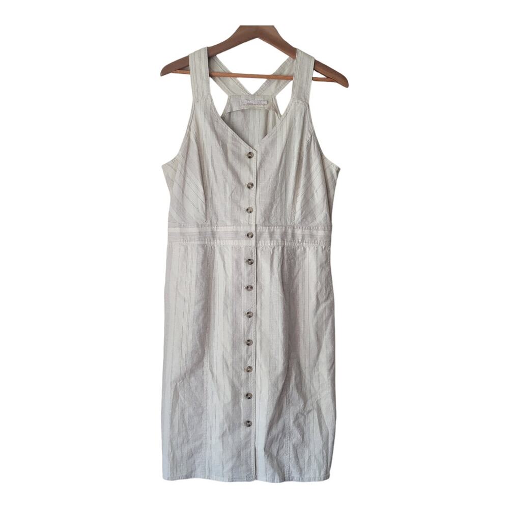 Prana Dresses Grace Trail Dress Women's Size XL Cream Button Stone Stripe‎